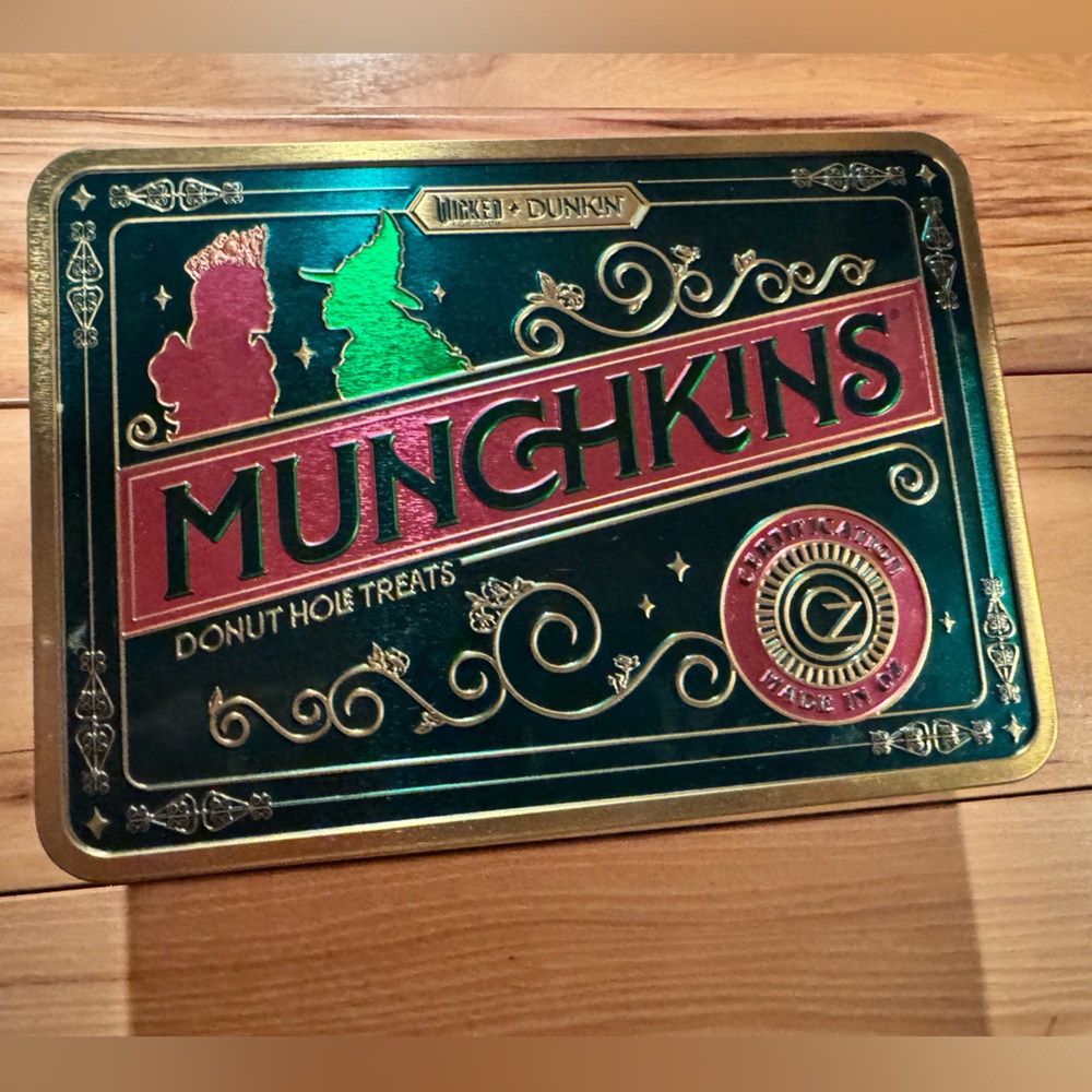 Dunkin Donuts Collectible Munchkins Decorative Treat Green Pink Tin